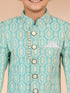 Boy's Aqua Silk Blend Sherwani Set
