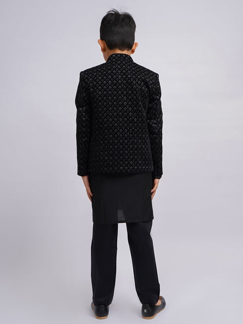 Boy's' Black Jodhpuri, Kurta And Pyjama Set