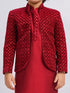 Boy's' Maroon Jodhpuri And Kurta Pyjama Combo Set