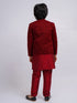 Boy's' Maroon Jodhpuri And Kurta Pyjama Combo Set