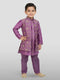 Boy's' Purple Jacket, Kurta And Pyjama Set