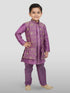 Boy's' Purple Jacket, Kurta And Pyjama Set