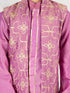 Boy's' Purple Jacket, Kurta And Pyjama Set