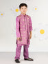 Boy's' Purple Jacket, Kurta And Pyjama Set
