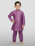 Boy's' Purple Jacket, Kurta And Pyjama Set