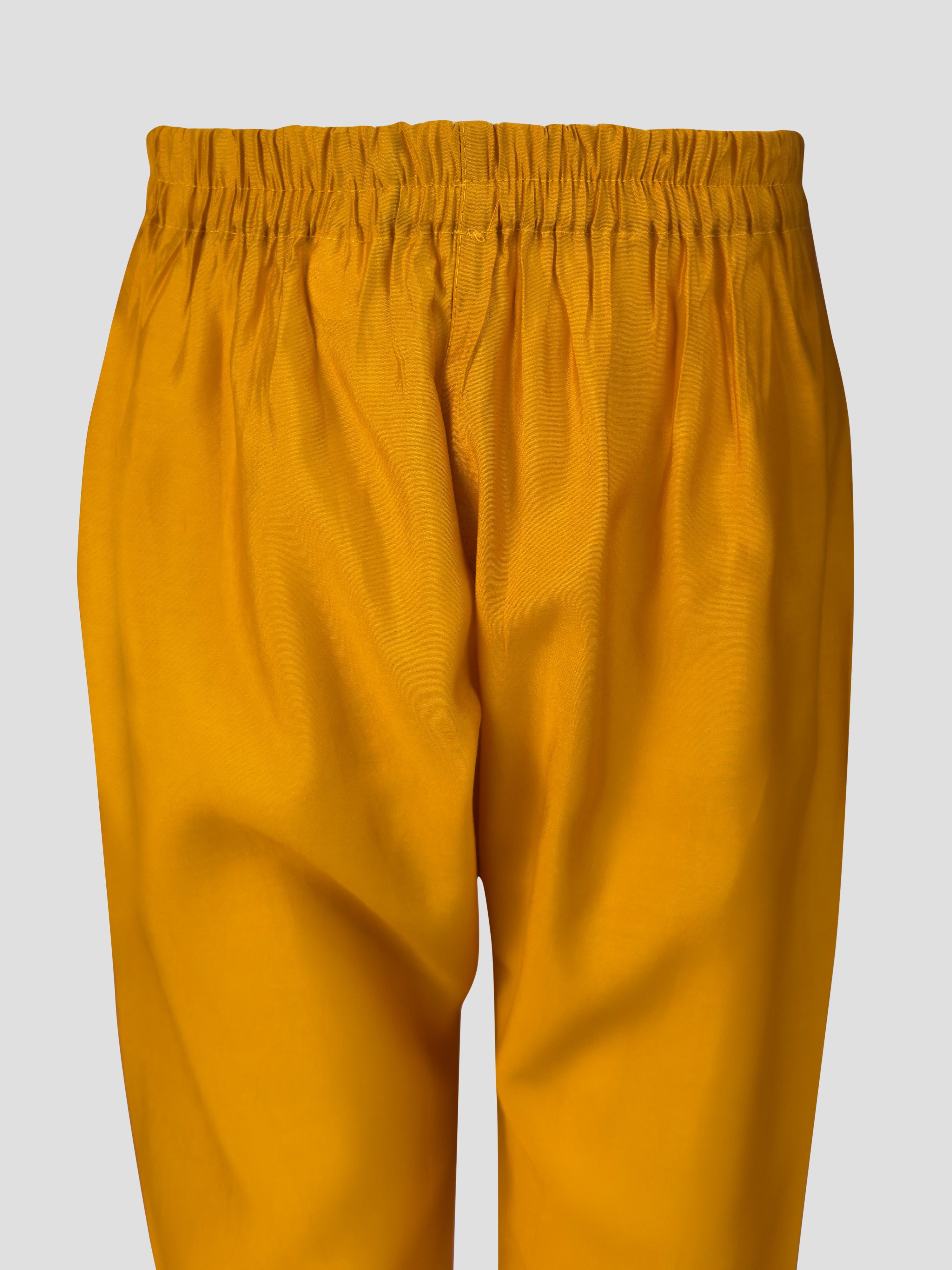 Boy's' Mustard Jacket, Kurta And Pyjama Set