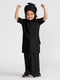 Boy's' Black Viscose Kurta Lungi And Safa Set