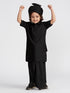 Boy's' Black Viscose Kurta Lungi And Safa Set