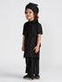Boy's' Black Viscose Kurta Lungi And Safa Set
