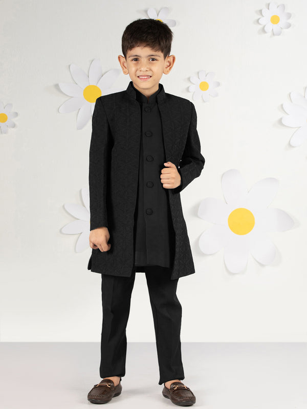Boy's Black Silk Kurta Set