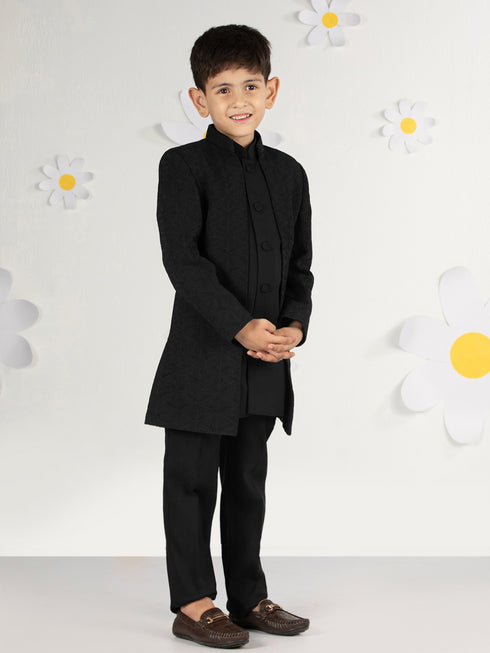 Boy's Black Silk Kurta Set