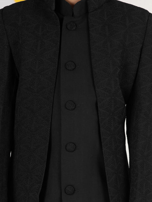 Boy's Black Silk Kurta Set