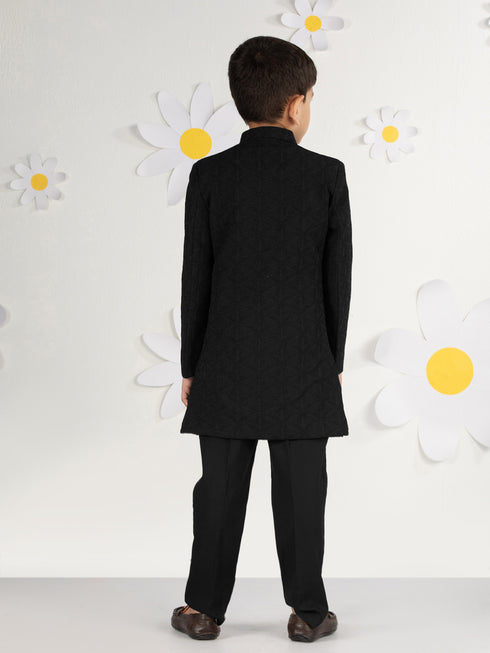 Boy's Black Silk Kurta Set