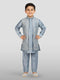 Boy's' Aqua Jacket, Kurta And Pyjama Set.