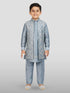 Boy's' Aqua Jacket, Kurta And Pyjama Set.