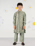 Boy's Mint Green Silk Nehru Jacket Set With Pant