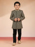 Boy's Black Chikankari Embroidered Rayon Sherwani Set