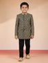 Boy's Black Chikankari Embroidered Rayon Sherwani Set
