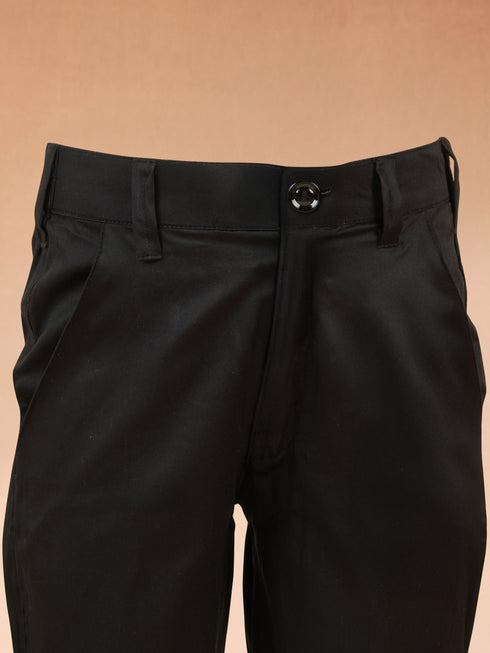 Boy's Black Chikankari Embroidered Rayon Sherwani Set