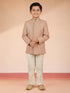 Boy's Peach Rayon Sherwani Set
