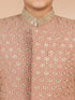 Boy's Peach Rayon Sherwani Set