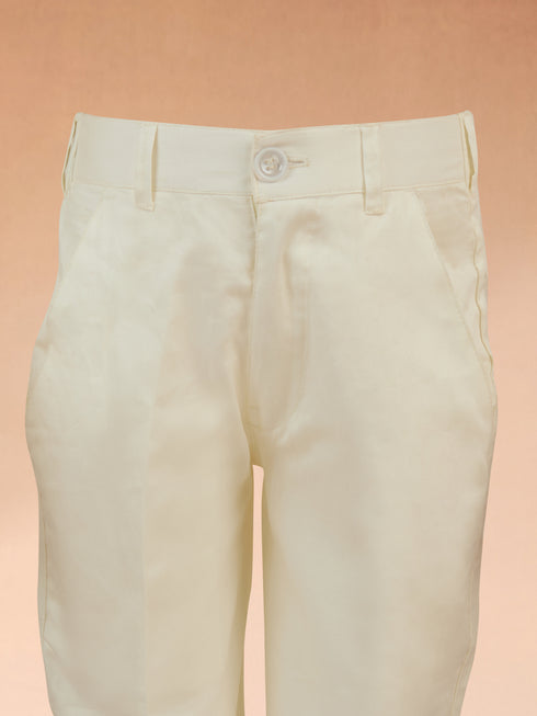 Boy's Peach Rayon Sherwani Set