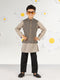 Boy's Black Jacket, Kurta And Pyjama Set
