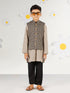 Boy's Black Jacket, Kurta And Pyjama Set