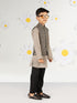 Boy's Black Jacket, Kurta And Pyjama Set