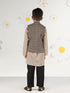 Boy's Black Jacket, Kurta And Pyjama Set