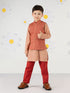 Boy's' Rust Jacket, Kurta And Pyjama Set
