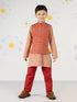 Boy's' Rust Jacket, Kurta And Pyjama Set