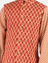 Boy's' Rust Jacket, Kurta And Pyjama Set