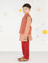 Boy's' Rust Jacket, Kurta And Pyjama Set