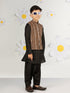 Boy's Black Cotton Nehru Jacket Set