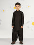 Boy's Black Cotton Nehru Jacket Set