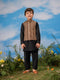 Boy's Black Jacket, Kurta And Pyjama Set