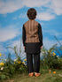 Boy's Black Jacket, Kurta And Pyjama Set