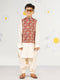 Boy's Red Cotton Nehru Jacket Kurta Set