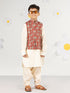 Boy's Red Cotton Nehru Jacket Kurta Set