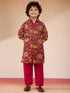 Boys Falsa Cotton Floral Print Kurta with Pyjama Set