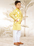 Boy's Yellow Cotton Nehru Jacket Set