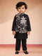 Boys Black Silk Blend Embroidered Nehru Jacket Set