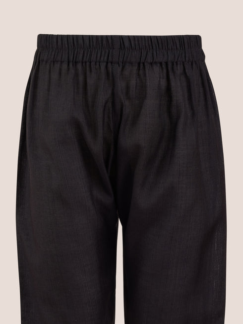 Boys Black Silk Blend Embroidered Nehru Jacket Set