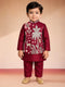 Boys Maroon Silk Blend Embroidered Nehru Jacket Set