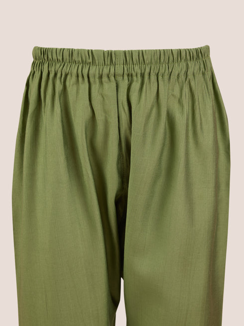 Boys Pista Green Silk Blend Embroidered Nehru Jacket Set