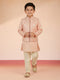 Boy's Pink Silk Blend Nehru Jacket Set