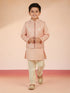 Boy's Pink Silk Blend Nehru Jacket Set