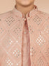 Boy's Pink Silk Blend Nehru Jacket Set