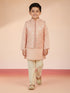 Boy's Pink Silk Blend Nehru Jacket Set